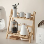 تصویر استند چوبی تاشو دو طبقه آشپزخانه 