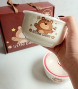 تصویر ظروف سه تیکه سرامیکی وارداتی درب دار - تدی 