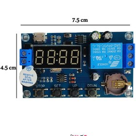 تصویر ماژول تایمر و ساعت XY-BJ ورودی Micro USB همراه با رله و نمایشگر 