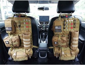 تصویر Molle Seat Back Organizer Tactical Car Seat Organizer with Pouches Tactical Molle Vehicle Organizers Panel Universal Fit Car Khaki - ارسال 15 الی 20 روز کاری 