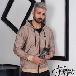 تصویر سوییشرت شمعی مردانه کلاهدار داخل خز رنگ کرمی Mens candle sweatshirt with a hood inside cream colored fur