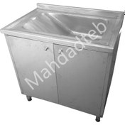 تصویر سینک نوزاد تمام استیل کابیندار - کد MHT16-1 - 40*60 روکار stainless steel medical baby sink