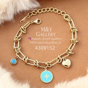 تصویر دستبند استیل میناکاری ستاره و قلب ژوپینگ 