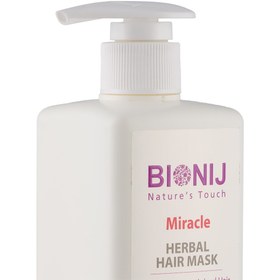 تصویر ماسک مو پمپی بیونیج مدل Miracle مناسب موهای رنگ شده و کراتین شده BIONIJ Miracle Herbal Hair Mask For Colored Or Keratinized Hair 300 ML