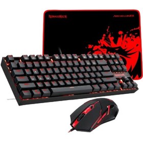 تصویر صفحه کلید، ماوس و ماوس‌پد گیمینگ ردراگون مدل GAMING ESSENTIALS K552-BA-2 • سوئیچ آبی REDRAGON GAMING ESSENTIALS K552-BA-2 Keyboard/Mouse/Mousepad 3 IN 1 SET