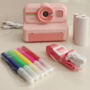 تصویر دوربین فانتزی عکاسی چاپ فوری سیاه سفید - صورتی 