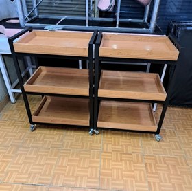 تصویر ترالی ۳ طبقه چوبی mdf 