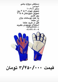 تصویر دستکش دروازه بانی آدیداس آبی تیره سفید سایز ۸-۹-۱۰ - سایز Adidas predator goalkeeper gloves