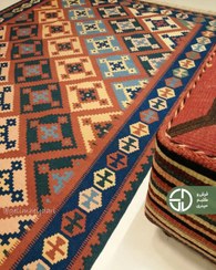 تصویر گلیم دستباف 3متری مدل قشقایی صادراتی کد 13812 qashqai kilim