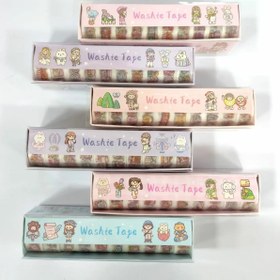 تصویر چسب واشی شاین دار دختر کیوت و گردالو بسته 10 عددی - تکی 