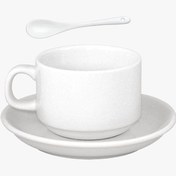 تصویر ست فنجان نعلبکی قاشق سرامیکی بیگ ماگ مدل 500 