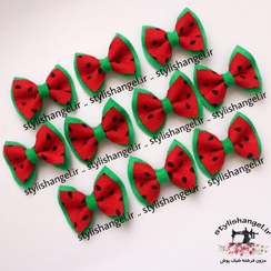 تصویر گلسر یلدایی نمدی . گیره مو یلدایی دخترانه . گیفت یلدا . گیره مو انبری دخترانه طرح هندوانه یلدا 