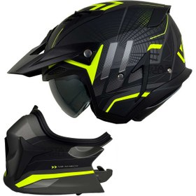 تصویر کلاه کاسکت فک جدا RAPIDO مدل 890 MATT-BLACK-YELLOW 6#A 