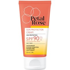 تصویر کرم ضدآفتاب پتال رز مناسب پوست خشک SPF90 (تینت بژ طبیعی) 50mL Sun Protector Cream for Dry Skin (Natural Beige)