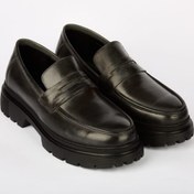 تصویر کفش لوفر چرم طبیعی مردانه مدل آناویز چرم (طوسی تیره) 
