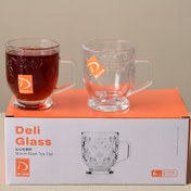 تصویر استکان چای خوری پایه دار DELI دلی-مدل گلدار DELI