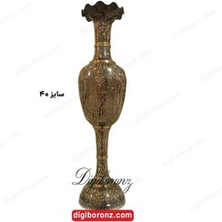 تصویر گلدان کشمیر برنجی برنزی قلم دست سایز 40 اینچ Bronze Kashmiri vase, hand pen, size 40