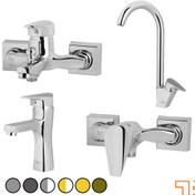 تصویر ست شیرآلات طوفان فلز مدل ملانی - کروم Tofan Felez Set Faucet Melani Model