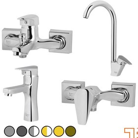 تصویر ست شیرآلات طوفان فلز مدل ملانی - کروم Tofan Felez Set Faucet Melani Model