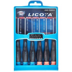 تصویر مجموعه 6 عددی پیچ گوشتی ساعتی لیکوتا مدل ASD-168-K03 Licota ASD-168K03 Precision Screwdriver Set 6PCS