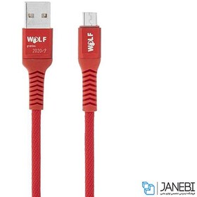 تصویر کابل شارژ و انتقال داده میکرو یو اس بی Wolf Micro USB Cable 1m 