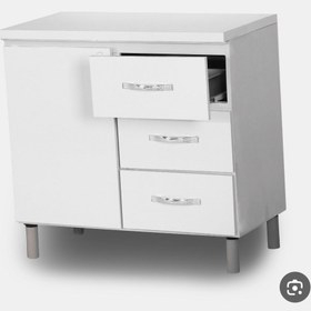 تصویر کابینت کشو دار آماده ۸۰سانتی هایگلاس - کرم Ready-made 80cm high-gloss drawer cabinet