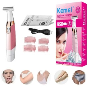 تصویر ماشین اصلاح ابرو و صورت کی ام 1900 کیمی صورتی اورجینال KM-1900 Eyebrow and Facial Trimmer Kemei