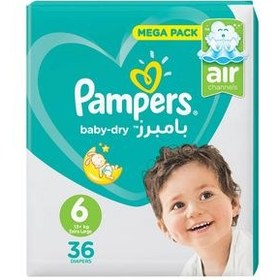 تصویر پوشک بچه پمپرز مدل baby dry سایز 6 بسته 36 عددی 