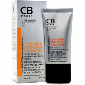 تصویر کرم ضدآفتاب سی بی پاریس SPF50 مدل پوست دارای لک 40 میل CB Paris Sunscreen Anti Spot SPF50 Cream 40Ml