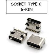 تصویر کانکتور Type-C مادگی 6pin با هولدر 4 پایه 