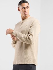 تصویر هودی آستین بلند با بافت وافل برند new balance Waffle Knit Long Sleeve Henley