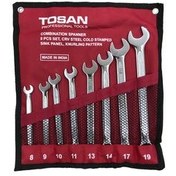 تصویر مجموعه 8 عددی آچار یکسر تخت یکسر رینگی توسن مدل TI101-S8 