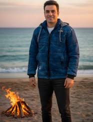 تصویر کاپشن پفکی لی - زغالی / لارج 