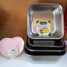 تصویر سرویس آبکش و لگن ۴ پارچه یونیک مربع 