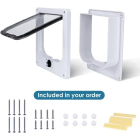 تصویر درب تردد گربه و سگ مخصوص نصب روی شیشه Glass mounting Pet Door with 4Way Locking