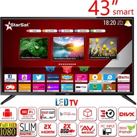 تصویر تلویزیون هوشمند استارست مدل SV-4305 T2S/2 SMART LED STAR SAT 43" SV-4305 T2S/2 SMART