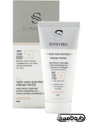 تصویر كرم ضد آفتاب سانیورا رنگی مناسب پوست چرب SPF50 Sunivera Sunscreens Tinted For Oily Skin Cream SPF50