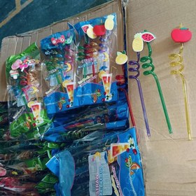 تصویر نی نوشیدنی با طرح میوه بسته 30 عددی