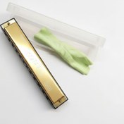 تصویر سازدهنی فلزی 24 حفره ای یومچی رنگبندی طلایی و نقره ای - طلایی harmonica