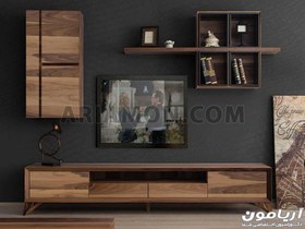 تصویر میز تلویزیون چوبی جدید قهوه ای 