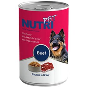 تصویر کنسرو چانک گوشت قرمز مخصوص سگ Canned red meat chunk (beef) for dogs