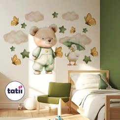 تصویر برچسب و استیکر دیواری کودک تاتی خرس و اردک 