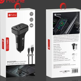 تصویر شارژر فندکی پرووان مدل PCG16 به همراه کابل MicroUSB ProOne PCG16 Car charger