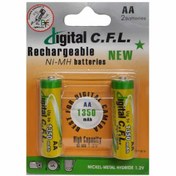 تصویر باتری قلمی قابل شارژ دیجیتال سی اف ال مدل 1350 بسته 2 عددی CFL Rechargeable AA Battery 1350 mah