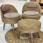 تصویر میز و صندلی حصیری تشک دار Wicker table and chairs with mats