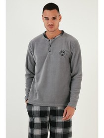 تصویر Ekose Regular Fit Bisiklet Yaka Kışlık Polar Erkek Pijama Takımı 609610013W4 