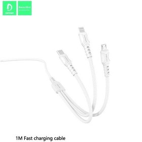 تصویر کابل تبدیل USB به لایتنینگ USB-C microUSB دنمن مدل MAX FOR 1 IN 3 PLUS طول 1 متر(تایپ سی، میکرو، لایتنینگ) 