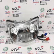 تصویر بلوری چراغ جلو کامل موتور TVS راکس و نئو NEO اصلی ( لامپ بزرگ H4 ) 