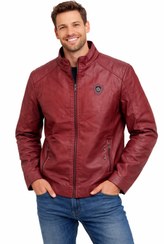 تصویر کت چرمی مردانه شیک و کلاسیک – مناسب پاییز و زمستان - زرشکی / XXXL 