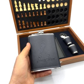 تصویر ست قمقمه جیبی و جعبه تخته نرد چرم مدل جانی واکر 270cc کد s560516 